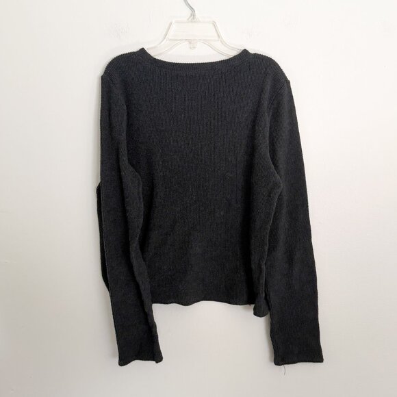 Madewell Texture & Thread Dark Gray Jacquard Ribbed Knot Front Top M - Picture 5 of 5